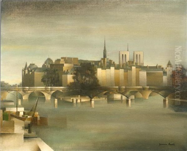 Paris, L'ile De La Cite Oil Painting by Pierre Hode