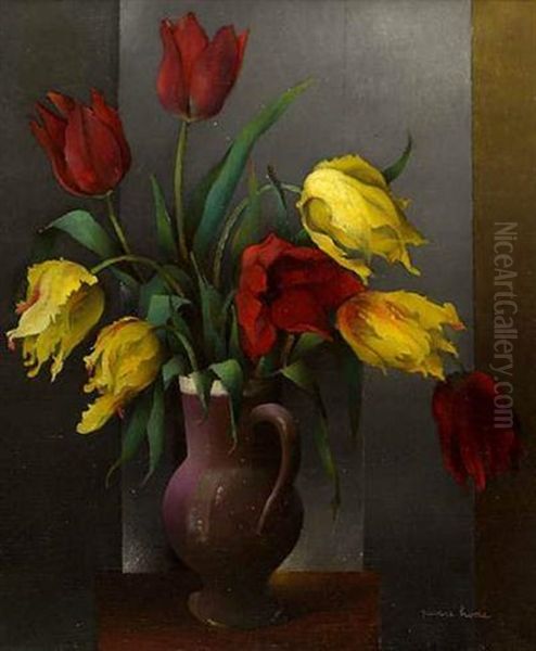 Vase De Tulipes Oil Painting by Pierre Hode