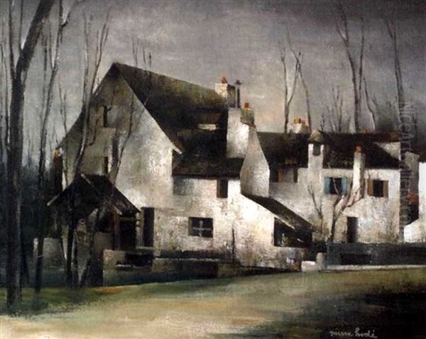 Le Moulin De Jarcy En Hiver Oil Painting by Pierre Hode