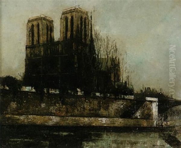 Paris, Notre Dame Vue Des Quais Oil Painting by Pierre Hode