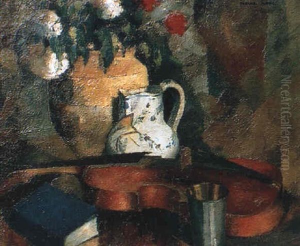 Composition Au Violon Et Au Pichet Oil Painting by Pierre Hode