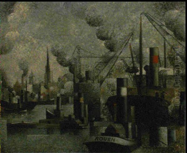 Rouen, Le Port Maritime Oil Painting by Pierre Hode