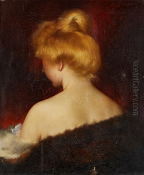 Jeune Femme De Dos Oil Painting by Leon Auguste Cesar Hodebert