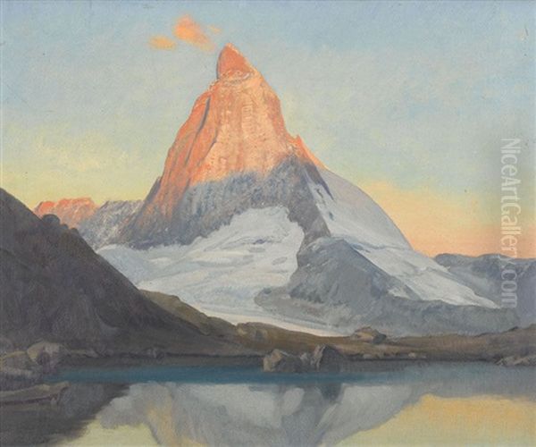 Das Matterhorn In Der Abendsonne by Ernst Hodel the Elder