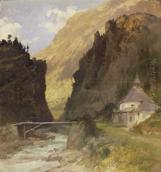 Stalvedroschlucht (bei Airolo) Oil Painting by Ernst Hodel the Elder