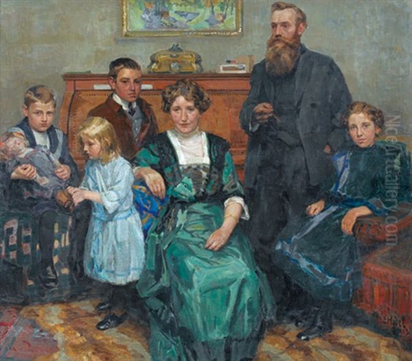 Familienportrat Oil Painting by Ernst Hodel the Elder