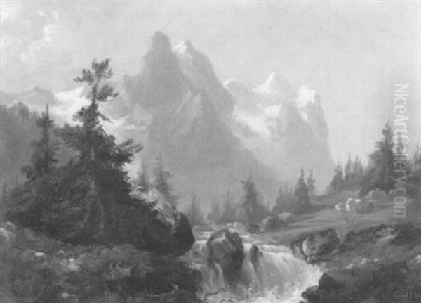 Wellhorn Und Wetterhorn by Ernst Hodel the Elder