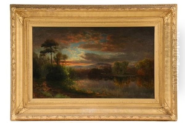 Sunset After A Shower, Charles River Oil Painting by Sylvester Phelps Hodgdon