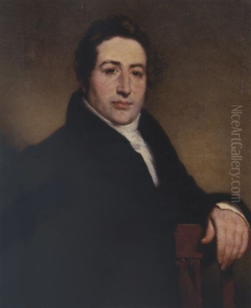 Portrait Of Thomas Jackson In A Black Costume With A White Jabot, His Left Arm Resting On The Back Of His Chair Oil Painting by Charles Howard Hodges