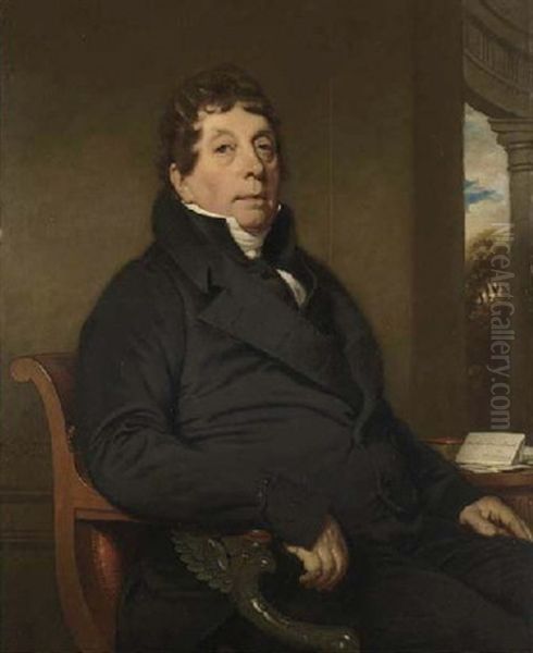 Portrait Of David Berck, A Banker Of Amsterdam, Seated By A Desk In An Interior Oil Painting by Charles Howard Hodges