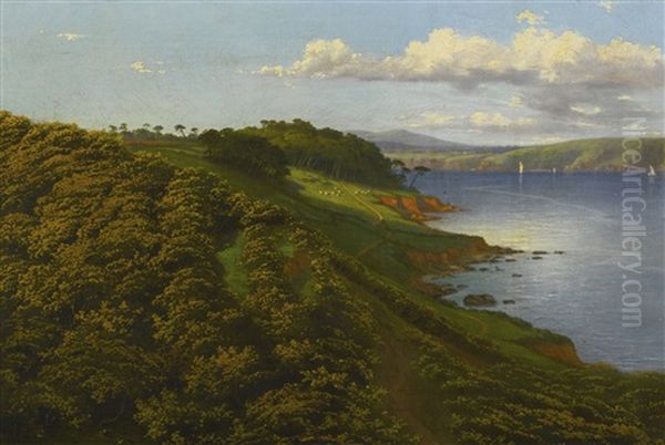 View Of The Country Near Mount Edgecumbe, England Oil Painting by Sydney Hodges