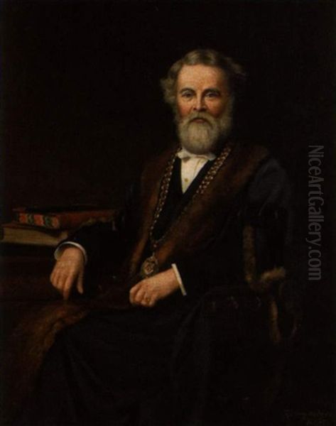 Portrait Of Alderman John Hargreaves Scott, J.p., Mayor Of Burnley 1871-2 And 1872-3 Oil Painting by Sydney Hodges