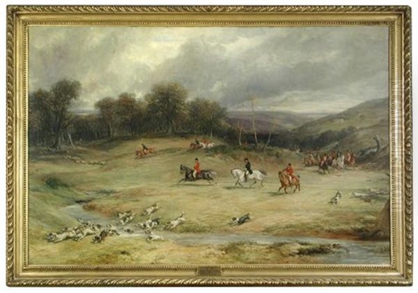 A Hunt In Full Cry Oil Painting by Walter Parry Hodges