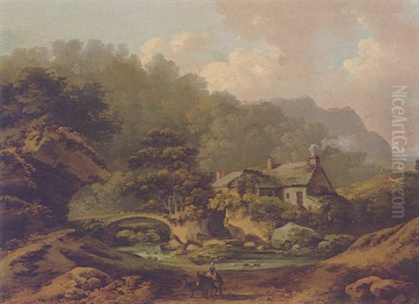 Landscape With Rustics On A Path Before A River Oil Painting by William Hodges