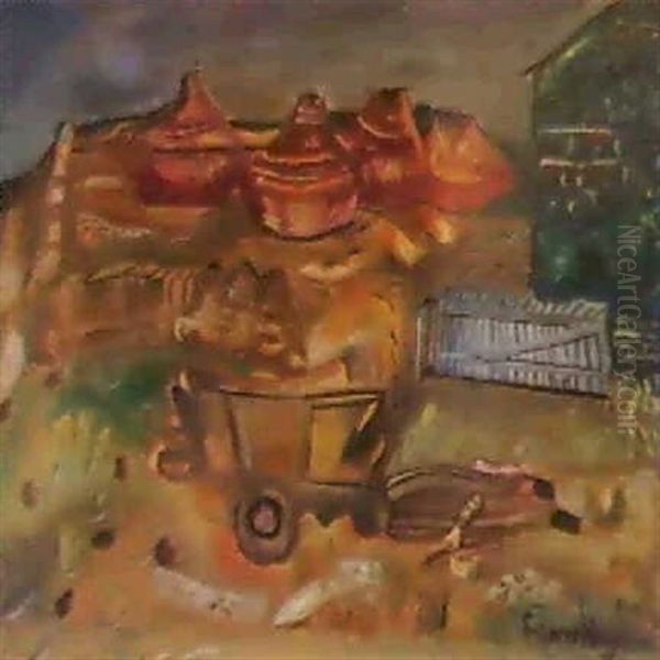 Farmyard Scene Oil Painting by Frances Mary Hodgkins