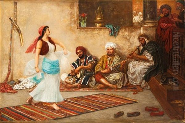 Scene De Danse Orientale Oil Painting by John Evan Hodgson