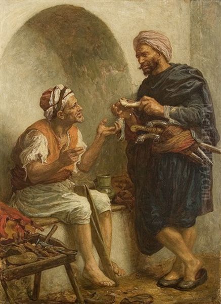 The Shoe Salesman Oil Painting by John Evan Hodgson