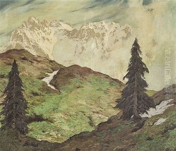 Fruhling Im Karwendel Oil Painting by Hugo Hodiener (Hodina)