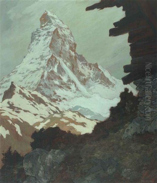 Das Matterhorn Von Nordosten Oil Painting by Hugo Hodiener (Hodina)