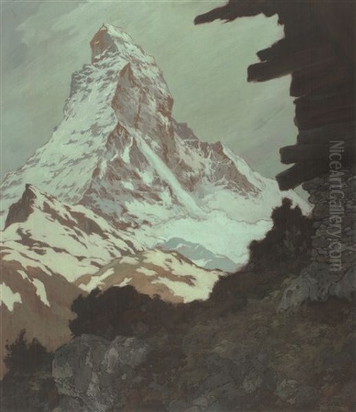 Das Matterhorn Von Nordosten Oil Painting by Hugo Hodiener (Hodina)