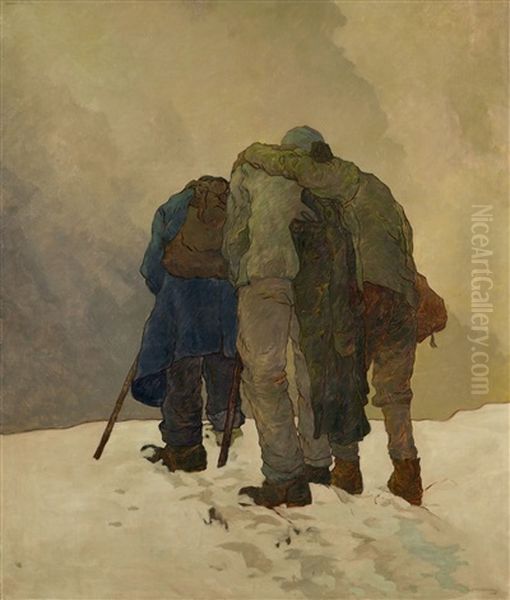 Schwerer Gang Oil Painting by Hugo Hodiener (Hodina)