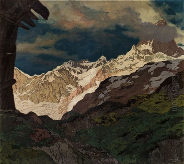 Blick Auf Die Rothorngruppe, Schweiz Oil Painting by Hugo Hodiener (Hodina)