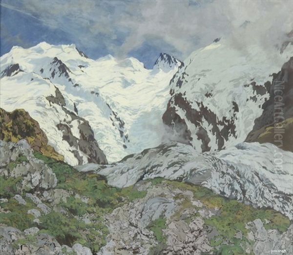 Piz Palu Oil Painting by Hugo Hodiener (Hodina)