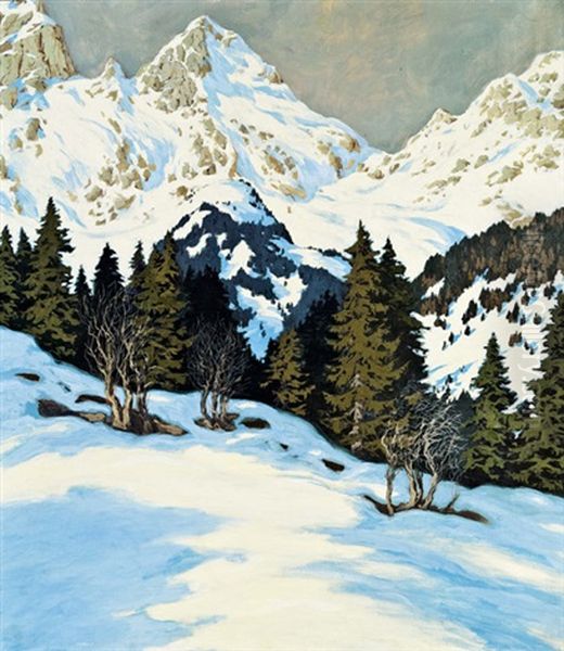 Winterlandschaft Oil Painting by Hugo Hodiener (Hodina)