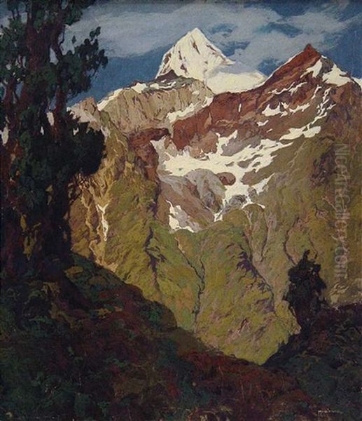 Ansicht Bei Zermatt Oil Painting by Hugo Hodiener (Hodina)