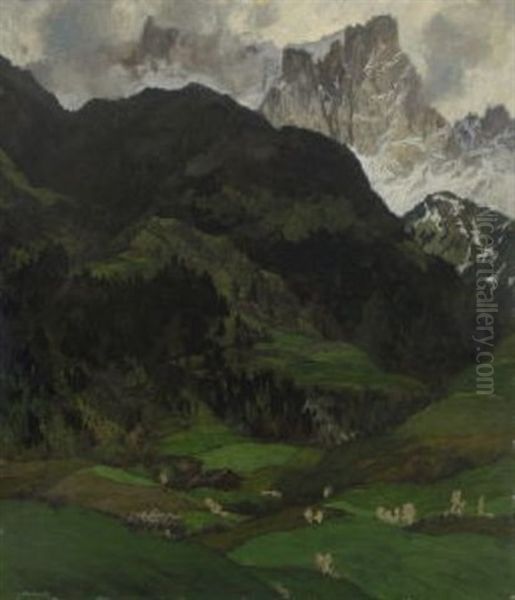 Bergfruhling Oil Painting by Hugo Hodiener (Hodina)