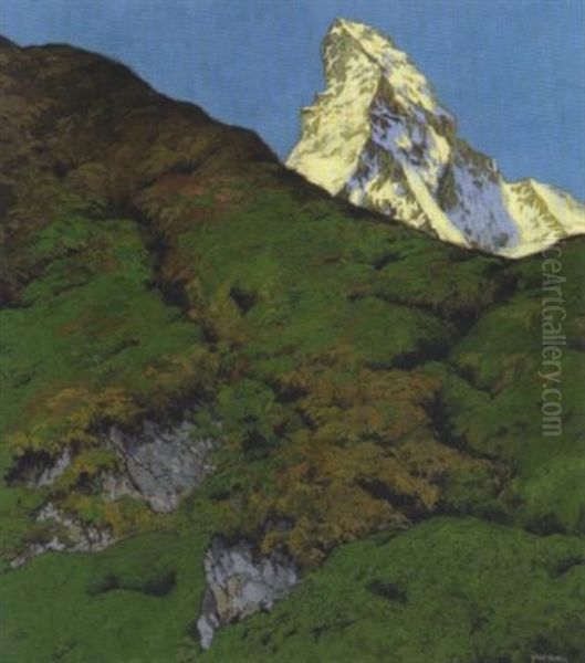 Das Matterhorn Oil Painting by Hugo Hodiener (Hodina)