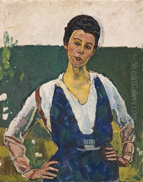 Bildnis Gertrud Muller Im Grunen Oil Painting by Ferdinand Hodler