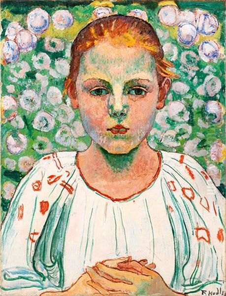 Im Garten - Madchenbildnis - Bildnis Kathe Von Bach (im Garten) Oil Painting by Ferdinand Hodler