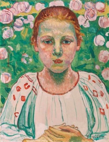 Bildnis Kathe Von Bach (im Garten) Oil Painting by Ferdinand Hodler