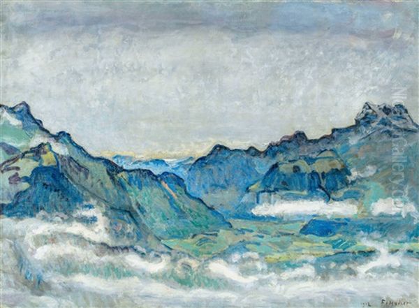 Rhonetal Mit Dents Du Midi Oil Painting by Ferdinand Hodler