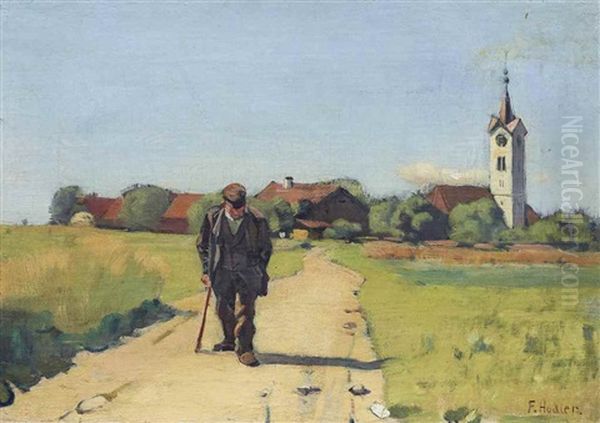 Bauer Auf Der Landstrasse Oil Painting by Ferdinand Hodler