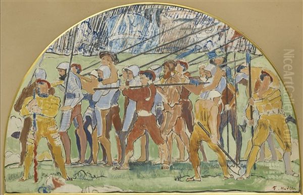 Ruckzug Von Marignano (kompositionsstudie Zum Dritten Karton) Oil Painting by Ferdinand Hodler