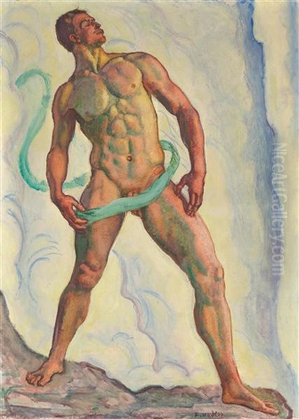 Urkraft (elemental Force) Oil Painting by Ferdinand Hodler