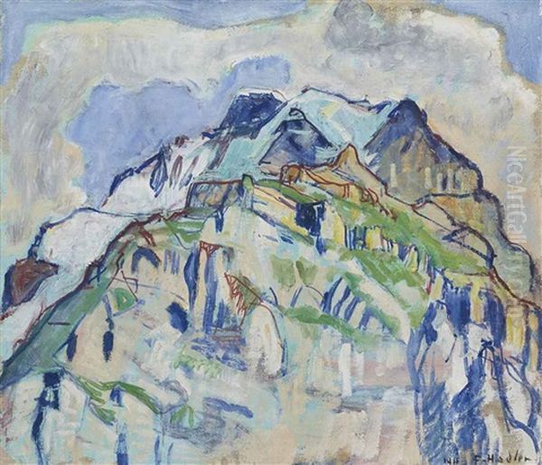 Das Jungfraumassiv Von Murren Aus Oil Painting by Ferdinand Hodler