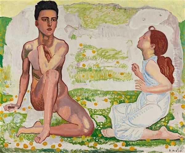 Der Fruhling. Fassung Iv Oil Painting by Ferdinand Hodler