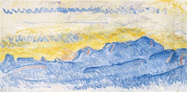 Der Mont-blanc Am Fruhen Morgen Oil Painting by Ferdinand Hodler