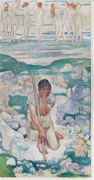 Der Traum Des Hirten Oil Painting by Ferdinand Hodler