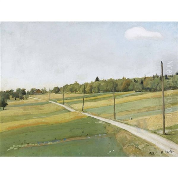 Feldweg Mit Telegrafenmasten Oil Painting by Ferdinand Hodler