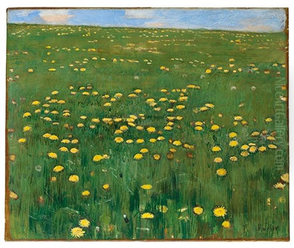 Die Blumenwiese Oil Painting by Ferdinand Hodler