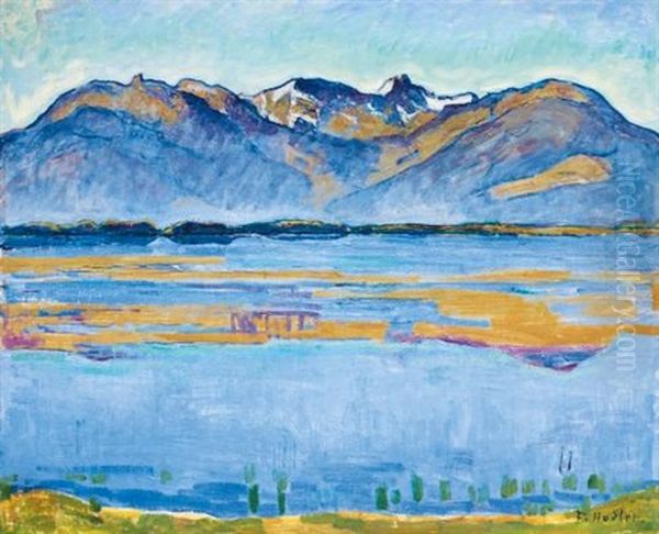 Montanalandschaft Mit Becs De Bosson Und Vallon De Rechy (montana Landscape With Becs De Bosson And Vallon De Rechy) Oil Painting by Ferdinand Hodler