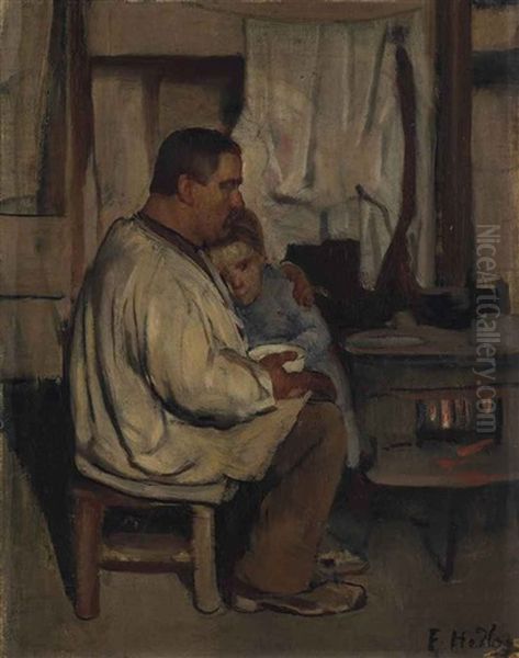 Vater Und Kind Oil Painting by Ferdinand Hodler