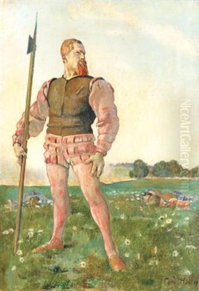 Der Zornige Krieger (the Angry Warrior) Oil Painting by Ferdinand Hodler