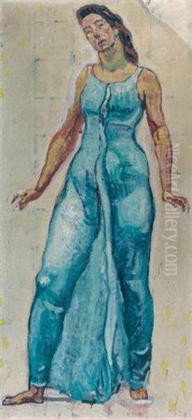 Einzelfigurstudie Zu Blick In Die Unendlichkeit (single Figure Study For Gaze Into Infinity) Oil Painting by Ferdinand Hodler