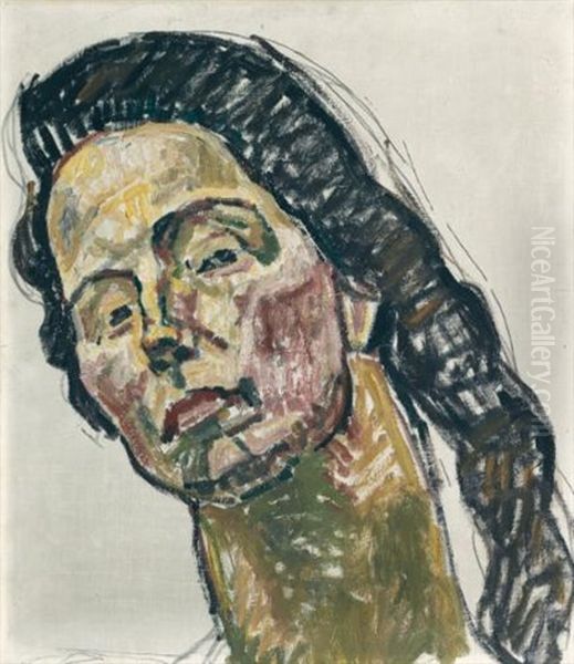 Blick In Die Unendlichkeit (kopfstudie) (gaze Into Infinity (head Study)) Oil Painting by Ferdinand Hodler