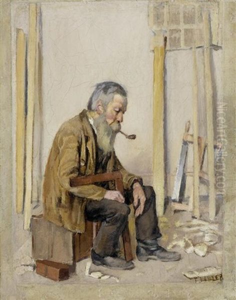 Der Sinnende Schreiner by Ferdinand Hodler